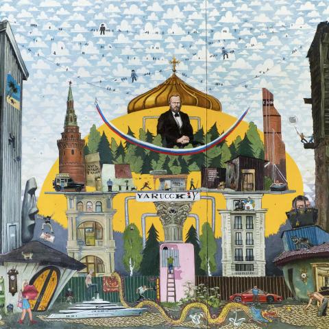 «Дом в русском стиле 4», 200х250, (2 части: 150х200 и 100х200), холст, масло. Д. Кудряшов