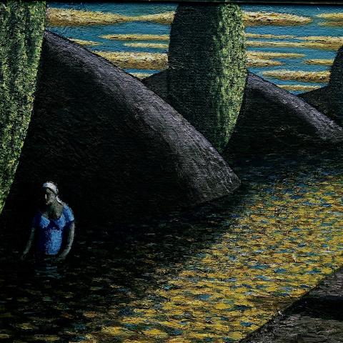 «Вечер», холст на картоне, масло, 35х50, 2010–2024, Акилов А.К.