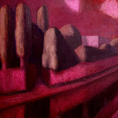 «Красный вечер», холст, масло, 80х120, 2018, Акилов А.К.