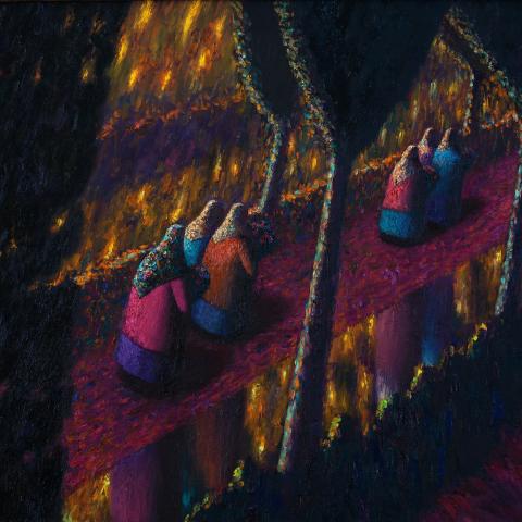 «Праздник», холст, масло, 80х90, 1998, Акилов А.К.