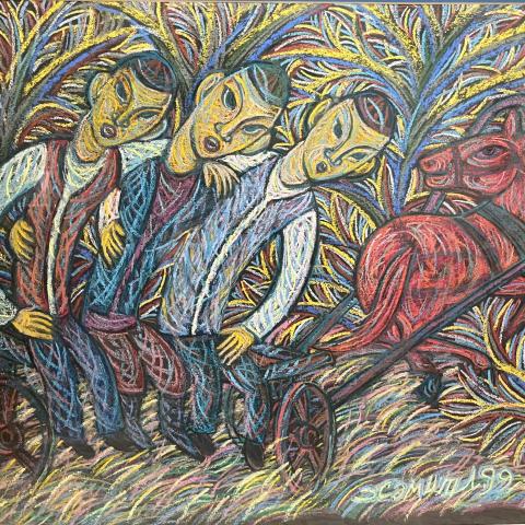 «По дороге». Хамит Латыпов. пастель, картон, 52х73, 1999